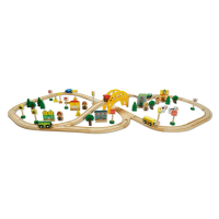 Set trenulet My First Wooden Train Set cu 80 piese din lemn Set trenulet My First Wooden Train Set cu 80 piese din lemn